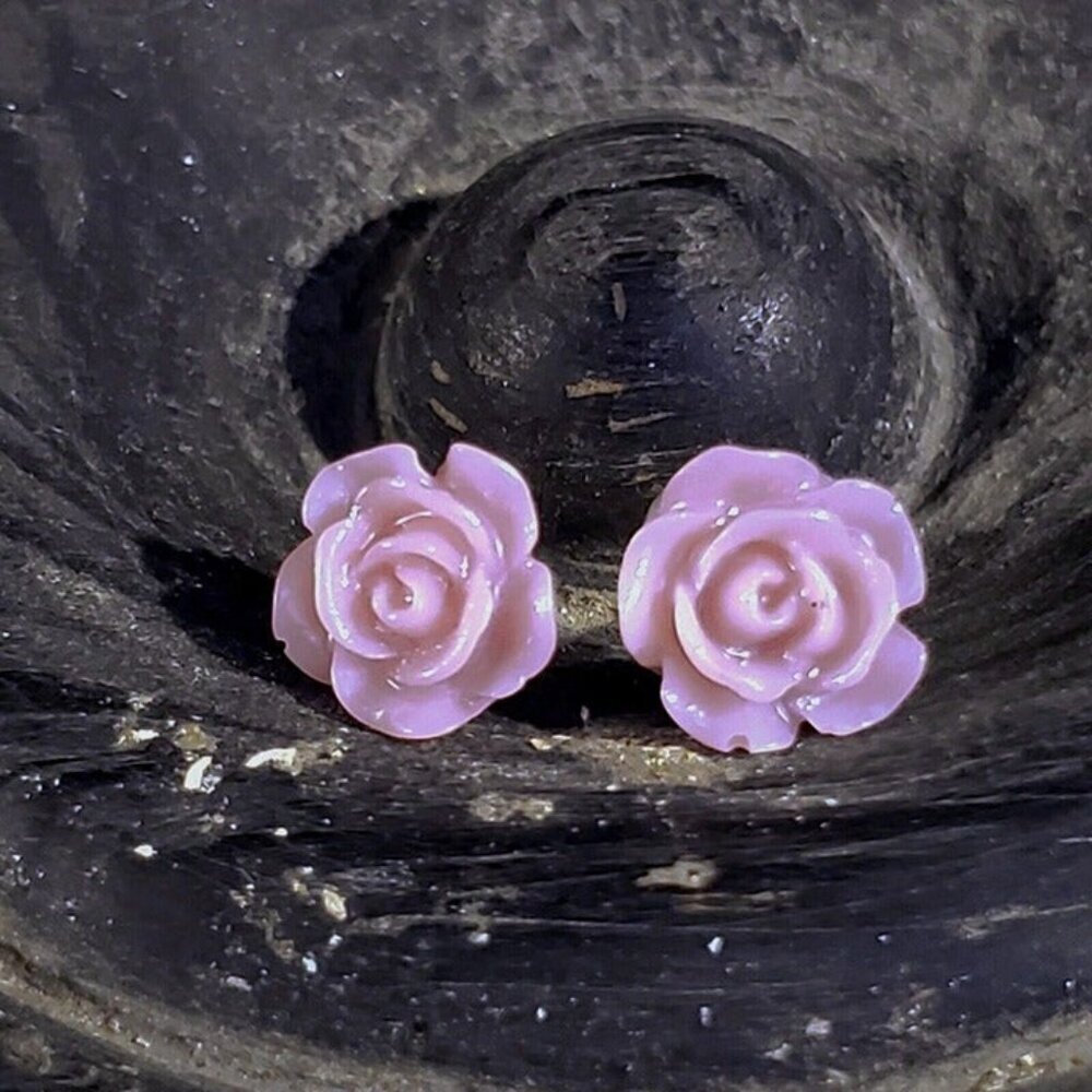 Light Purple Rose Flower 11mm Lucite Acrylic Stud Sustainable Earrings